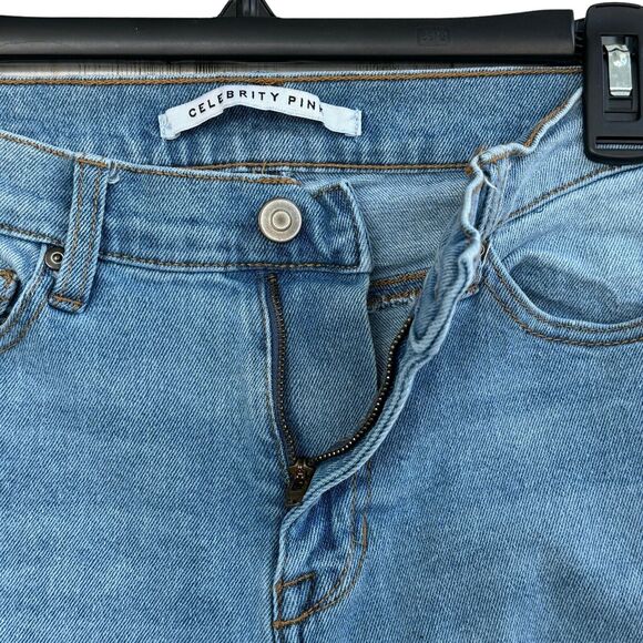 Celebrity Pink JRS SZ 1/25 Jeans Mid-Rise Stretch Frayed Distressed Light Wash - Picture 4 of 10